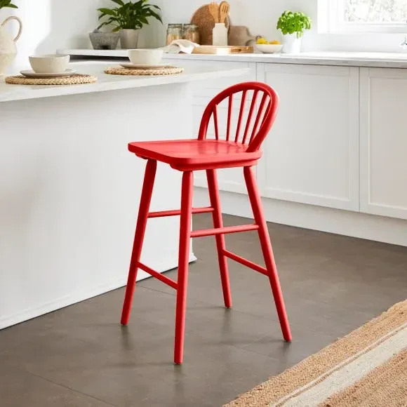 Counter Height Bar Stool - Tomato, Rubberwood