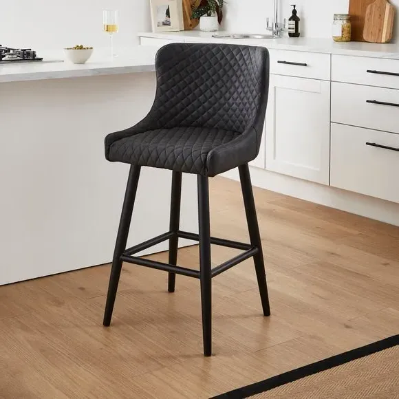 Counter Height Bar Stool with Arms - Black, PU