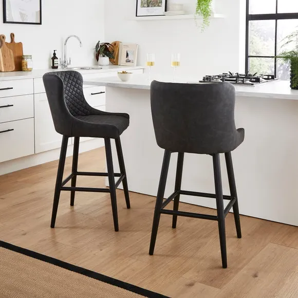 Counter Height Bar Stool with Arms - Black, PU image