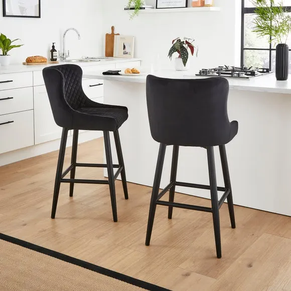 Counter Height Bar Stool with Arms - Black, Velvet