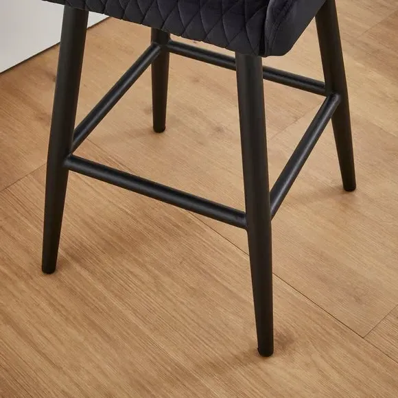 Counter Height Bar Stool with Arms - Black, Velvet