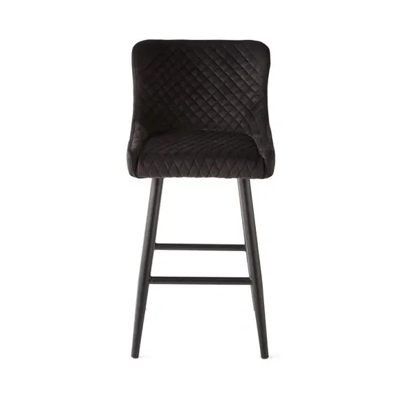 Counter Height Bar Stool with Arms - Black, Velvet