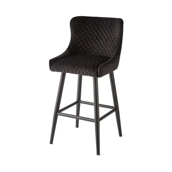 Counter Height Bar Stool with Arms - Black, Velvet