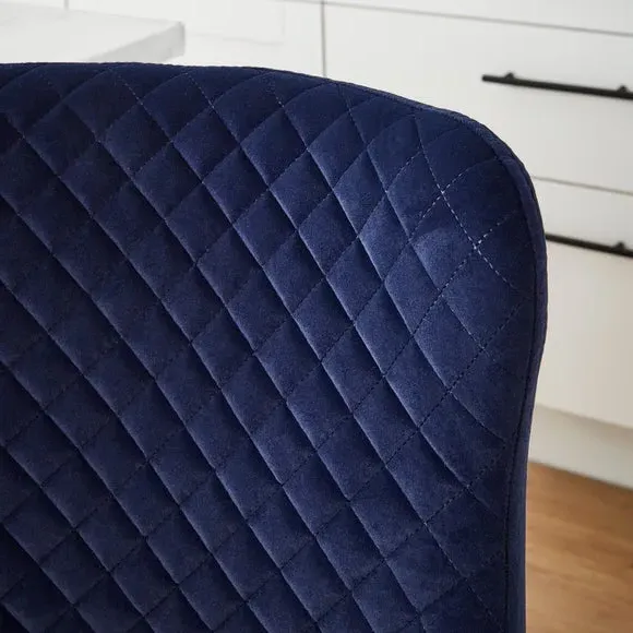 Counter Height Bar Stool with Arms - Blue, Velvet