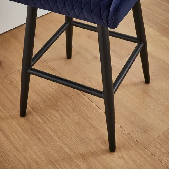 Counter Height Bar Stool with Arms - Blue, Velvet