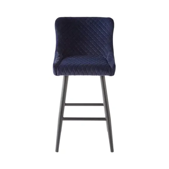 Counter Height Bar Stool with Arms - Blue, Velvet