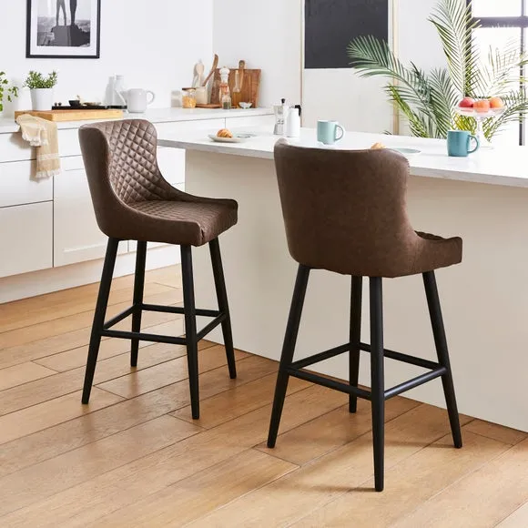 Counter Height Bar Stool with Arms - Brown, PU