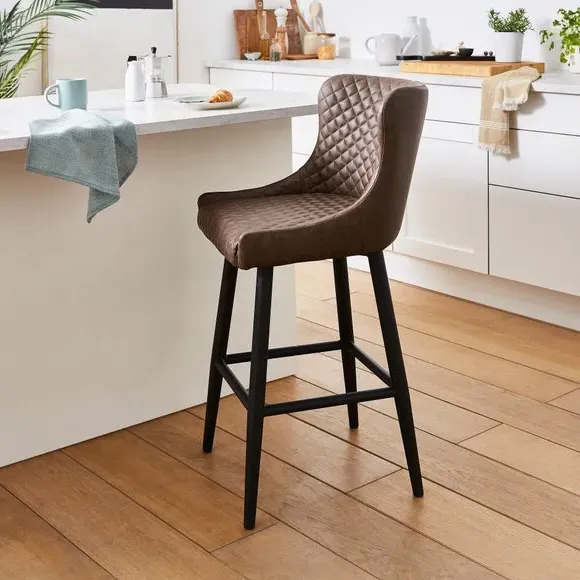 Counter Height Bar Stool with Arms - Brown, PU