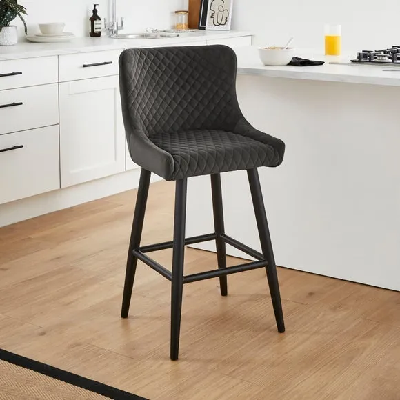 Counter Height Bar Stool with Arms - Charcoal, Velvet