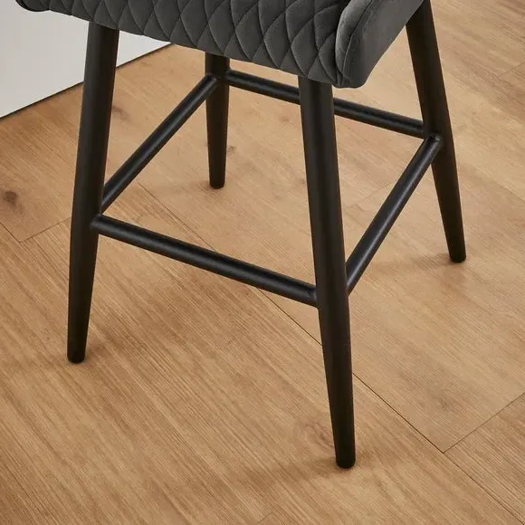 Counter Height Bar Stool with Arms - Charcoal, Velvet