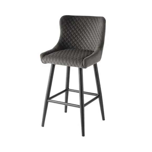 Counter Height Bar Stool with Arms - Charcoal, Velvet