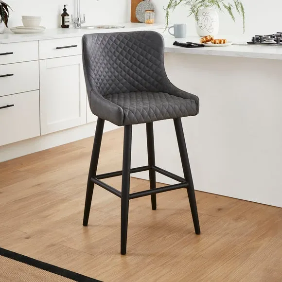 Counter Height Bar Stool with Arms - Grey, PU