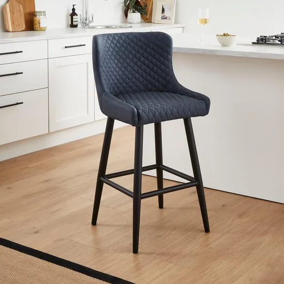 Counter Height Bar Stool with Arms - Navy, PU