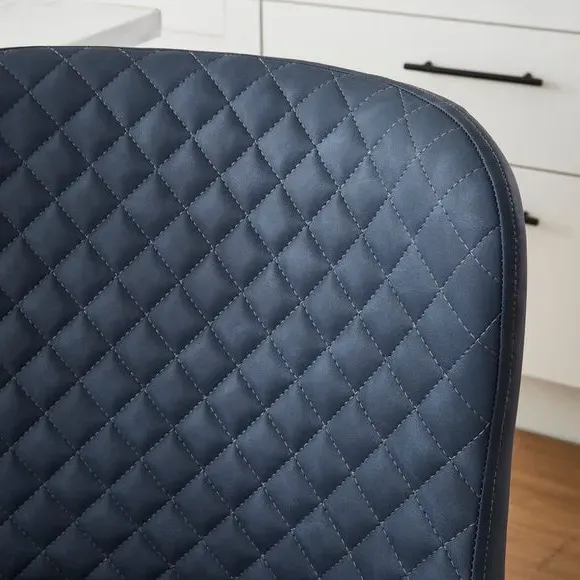 Counter Height Bar Stool with Arms - Navy, PU