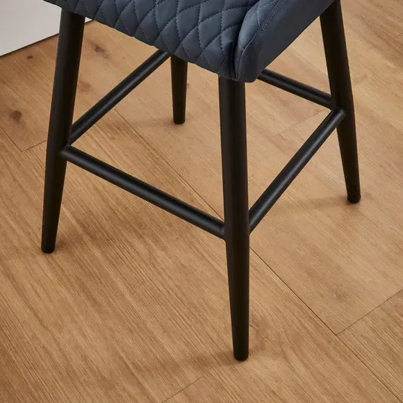 Counter Height Bar Stool with Arms - Navy, PU