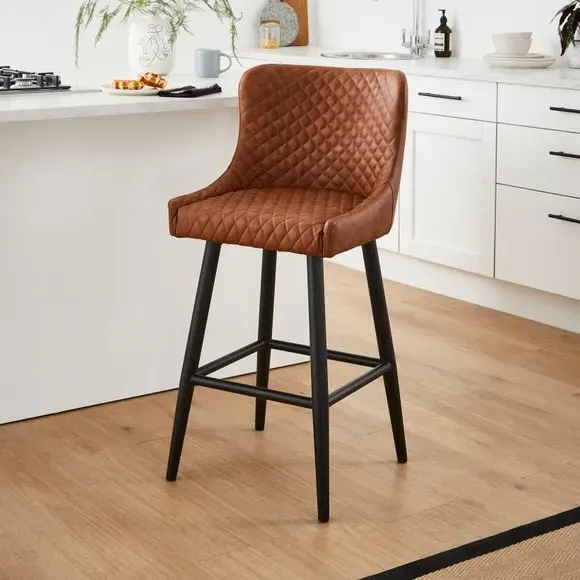 Counter Height Bar Stool with Arms - Tan, PU