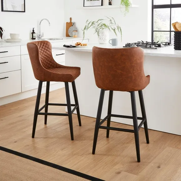 Counter Height Bar Stool with Arms - Tan, PU
