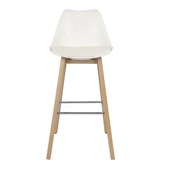 Counter Height Bar Stool with Backrest - White