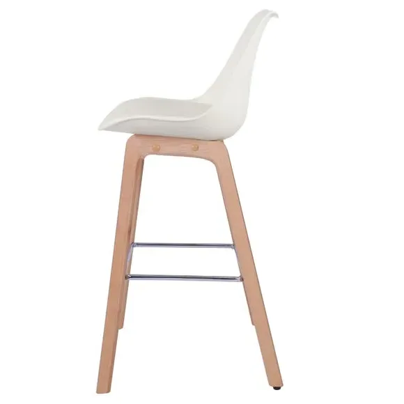 Counter Height Bar Stool with Backrest - White