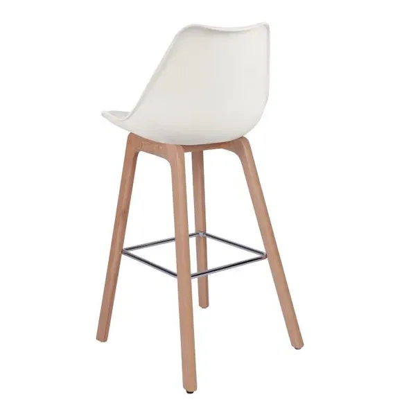 Counter Height Bar Stool with Backrest - White