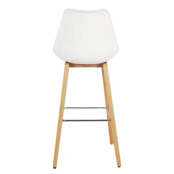 Counter Height Bar Stool with Backrest - White