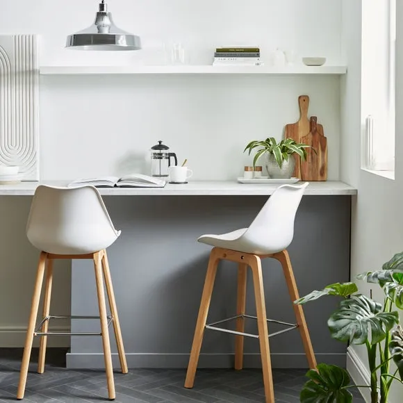 Counter Height Bar Stool with Backrest - White image