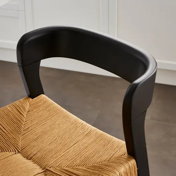 Counter Height Bar Stool with High Back - Black, Wood