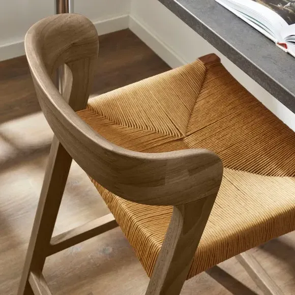 Counter Height Bar Stool with High Back - Dark, Wood