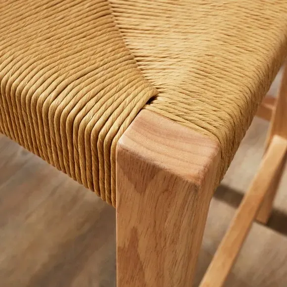 Counter Height Bar Stool with High Back - Natural, Wood