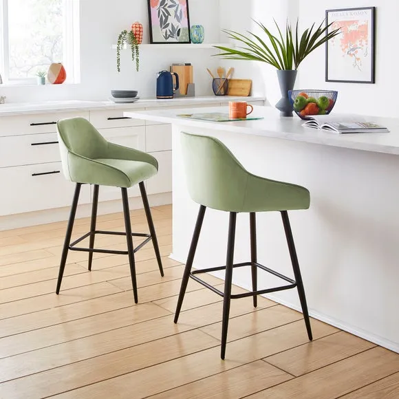 Counter Height Bar Stool - Yew, Velvet