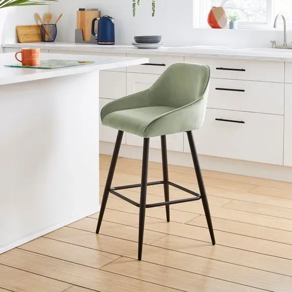 Counter Height Bar Stool - Yew, Velvet