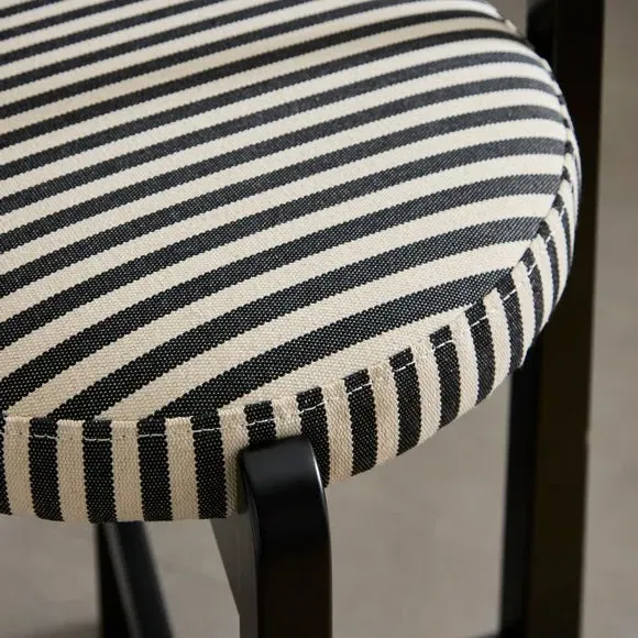 Counter Height Barstool - Black, Striped Fabric