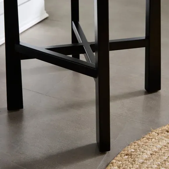 Counter Height Barstool - Black, Striped Fabric