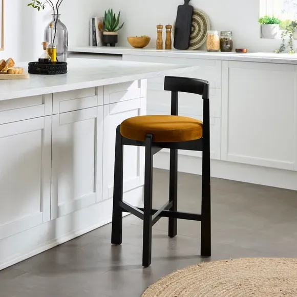 Counter Height Barstool - Caramel, Velvet image