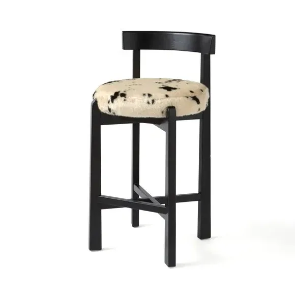 Counter Height Barstool - Cow Print, Faux Fur