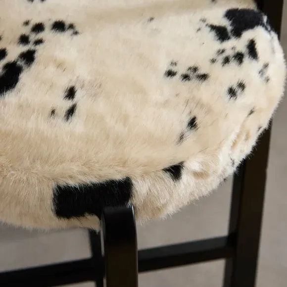 Counter Height Barstool - Cow Print, Faux Fur