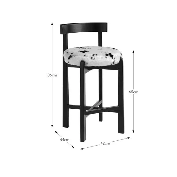 Counter Height Barstool - Cow Print, Faux Fur
