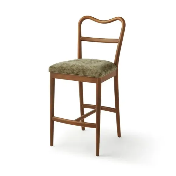 Counter Height Barstool Curved Back - Olive, Chenille