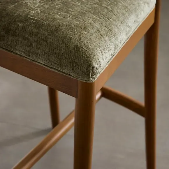 Counter Height Barstool Curved Back - Olive, Chenille