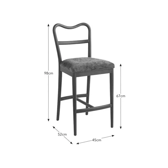 Counter Height Barstool Curved Back - Olive, Chenille