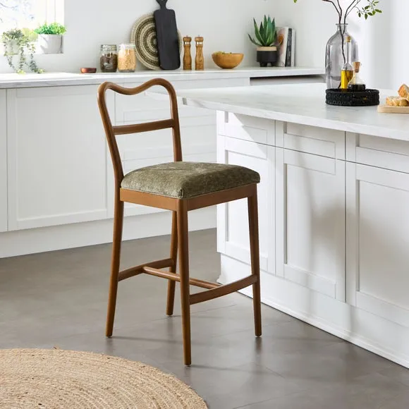 Counter Height Barstool Curved Back - Olive, Chenille image