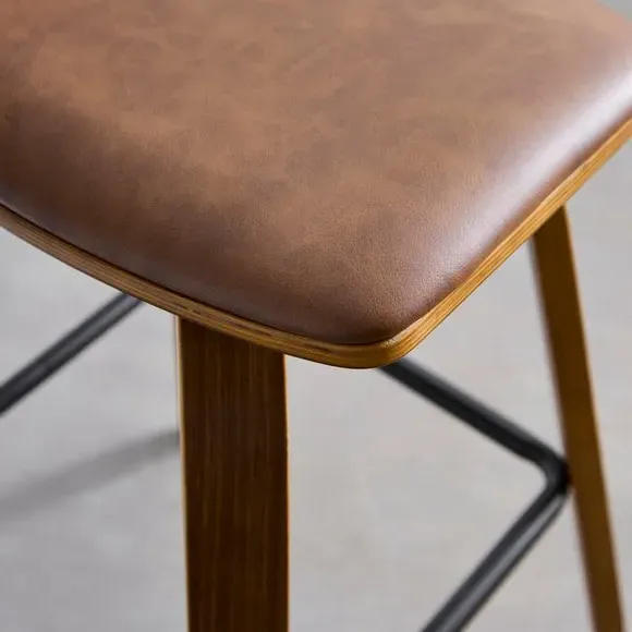 Counter Height Barstool - Dark Wood, Faux Leather