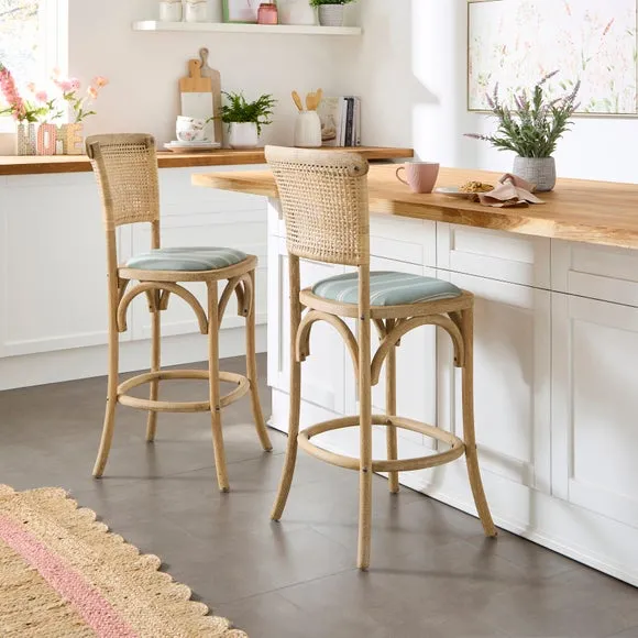 Counter Height Barstool - Folkstone Stripe, Oak