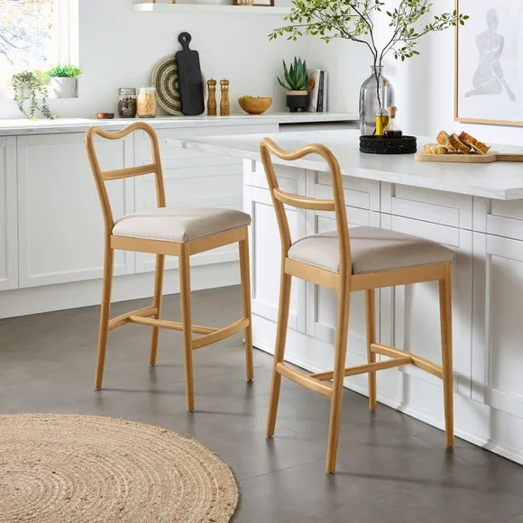 Counter Height Barstool - Light Wood, Fabric
