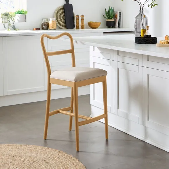 Counter Height Barstool - Light Wood, Fabric