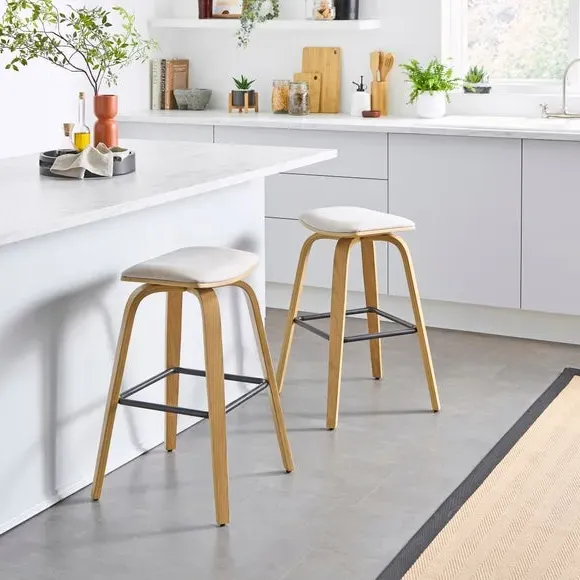 Counter Height Barstool - Modern Oak, Fabric