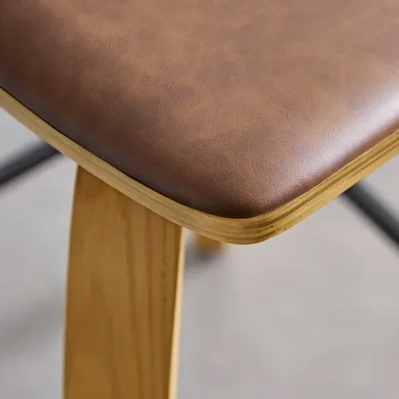 Counter Height Barstool - Modern Oak, Faux Leather