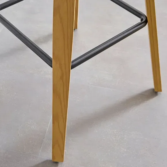 Counter Height Barstool - Modern Oak, Faux Leather