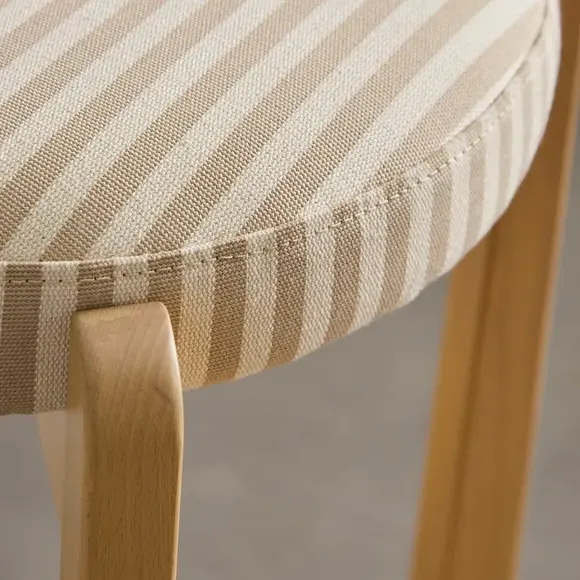 Counter Height Barstool - Natural, Striped Fabric