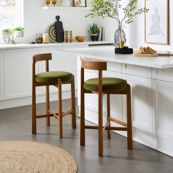 Counter Height Barstool - Olive, Velvet
